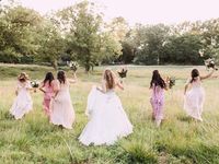 deerfield wedding. indian wedding. catholic wedding. events cherished. the knot real wedding. strapless ballgown. blush wedding. bridal party poses. blush and black wedding colors. golden hour portraits. must have bridesmaids pose. running bridesmaids.