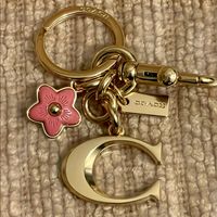 Nwt Coach Signature "C" Bag Charm Plated Brass & Resin Keychain/ Key Fob / Bag Charm. Brand New & 100% Authentic! Style: #. Color: Im / Gold Brass & Rose Resin And Metal Attached Split Key Ring And Dogleash Clip