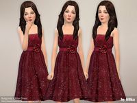 Burgundy Glitter Dress for Girls Found in TSR Category 'sims 4 Female Child Everyday'