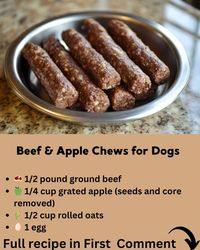 Homemade dog food recipes | 🐶 Beef & Apple Chews for Dogs 🥩🍏🌾 | Facebook