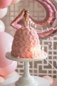 Rosette Ballerina Cake from a Pink + White Ballerina Birthday Party on Kara's Party Ideas | KarasPartyIdeas.com (9)