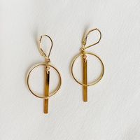 Circle & Bar Drop Earrings Gold