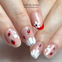 Nails By Emma | 🐞 Inspired by @nailsquad_25 Nail care @niba_uk NAILSBYEMMA5 #ladybug #rednails #classynails #frenchnails #floralnails #flowernails… | Instagram