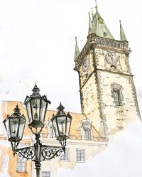 Prague. Czech Republic. Watercolor. Pen. Graphic. Sketch design. Old town