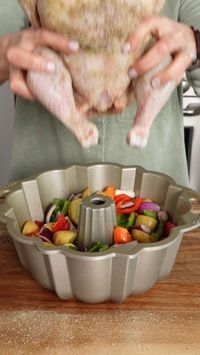 This easy Bundt pan roasted Greek chicken and vegetables gives incredible flavor to the potatoes, peppers, and carrots roasting below the whole, Greek-seasoned chicken, a whole new use for a Bundt pan. Add the fresh dill at the very end to maximize the bright herb's flavor.  #Barista�sBest