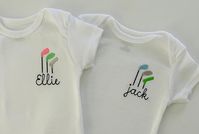 Excited to share this item from my #etsy shop: Baby girls or boys embroidered personalized golf onesie, golf clubs baby onesie, golf baby bodysuit, baby gift, vintage script font, golfer