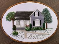 Looking for a gift that is beautiful and unique? Look no further! It is time to order a hand embroidered house portrait! Stitch houses are a great way to remember your childhood home, your first home purchase or your current home! Handcrafted, they are finely detailed with beautiful personalized stitching. This work of art is a one of a kind gift for the person who has everything. Each piece is made to order with your photo reference. I use an aida fabric for a base and premium DMC thread to sti