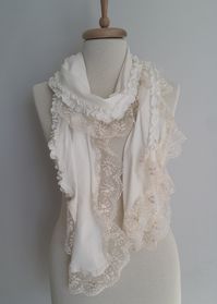 Cotton Scarf with Lace Scarf Fashion Accessories Handwash only under 30o C without tumble dry. Thanks for visiting!