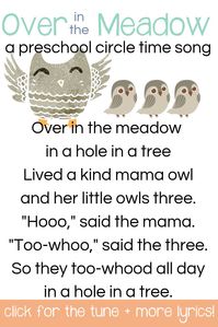 I just love this one. Click to watch a super cute preschool circle time video of the classic Over in the Meadow. Pin it today, plan your lessons later! #preschool #circletime #animals #mommiesandbabies