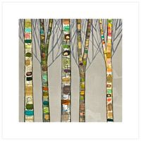 Colorful tree trunks against a soft gray sky add a smooth serenity to your interior. Shop more canvas wall art from this artist. Size: 11.5" H x 11.5" W x 0.02" D, Format: Print | Ebern Designs Birch Trees On Silver by Eli Halpin - Print on Canvas in Green, Size 0.02 D in | Wayfair | Home Decor