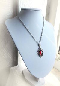 Medieval red crystal necklace gothic fantasy victorian image 3