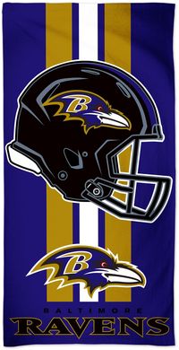 Show your team pride in the sun with the Wincraft® Baltimore Ravens Beach Towel. Team Beach Towel Fiber reactive printed for highest quality Team Spirit Features team logo Designed in team colors Additional Details 100% cotton Dimensions: 30 in. x 60 in. Officially licensed by the NFL