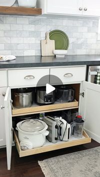 Jennifer - Crafts | DIY Home | Recipes on Instagram: "Why did I wait so long to upgrade this cupboard in my kitchen?! The pull out shelves are an absolute game changer. 🤩 I can easily see and reach everything. And it was a simple DIY we completed in one afternoon. Full instructions on my site. LINK IN PROFILE.

@loweshomeimprovement #lowespartner #ad #homeimprovement #diyhomeprojects"