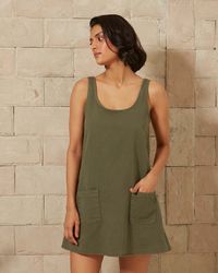 Crafted in 100% cotton denim, this sleeveless dress feels sturdy but comfy. It features 2 pockets in the front, a short, A-line silhouette and an easy, relaxed fit.Pair it with the Wild Side Denim Jacket to complete the look.