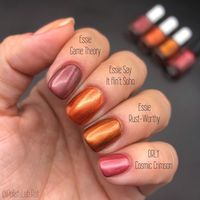 Color comparisons for Essie’s “Rust-Worthy” . This is another color that I don’t a duplicate of. I have some rusty shades but nothing is…