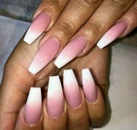 long ombre nails, ombre nails, and white & pink nails image