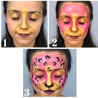 Easy step by step pink cheetah face paint design #stepbystepfacepaint #cheetahfacepaint #pinkcheetah #animalfacepaint