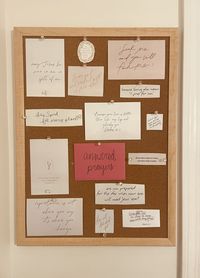 Prayer board/prayer walk with answered prayer envelope