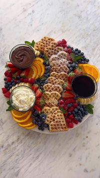 Waffle Board perfect for entertainjng guests or the family! #brunch #brunchrecipes #brunchideas #waffles #waffleboard #charcuterie #cheeseboard