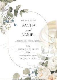 Nice 20+ White Floral Hexagon Frame Canva Wedding Invitation Templates #free #freeinvitation2019 #birthday #disney #invitations #invitationtemplates