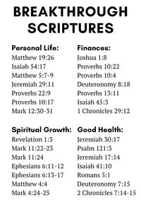 Bible verses to use in prayer when you are looking for a breakthrough in your life.