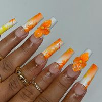 #nails #nailart #orange #nailsoftheday #nail2inspire #nailsart #summerstyle #naildesign #summernails #fashion #style #summervibes #inspo #orchids #flowers #3Dnail