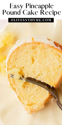 This pineapple pound cake is a rich, dense and tender cake filled with crushed sweet, tropical pineapple. Top with this pineapple cake with a bright and creamy pineapple glaze. Enjoy this easy to make, tropical twist on old fashioned pound cake for breakfast, brunch or dessert.