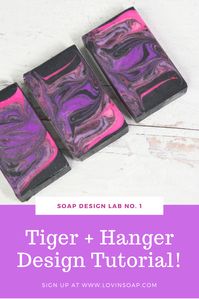 Learn how to do this tiger + hanger swirl using cold process soap!