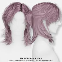 Hezeh Hair_No.58 V1 & V2MESH BY HEZEHUNISEX / TEEN – ELDER77 SWATCHES / HQ & HAT COMPATIBLE / ALL LOD#female #male #gaming #teen #sims4 #female #unisex #sims