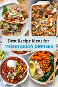 These easy vegetarian dinner recipes are perfect for your meat-less Monday night. Vegetarian meals go beyond just salads and vegetables. You’ll find complete meals that make delicious vegetarian weeknight dinners for the whole family. Whether you’re craving burgers, hearty chilis, tacos, or nutritious pasta dishes, this roundup features the best vegetarian recipes that are wholesome, satisfying, and oh-so-good! Table of ContentsWhat is Vegetarian Food?Tips for Making Vegetaria...