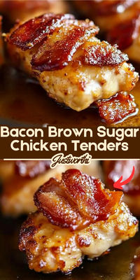 Juicy chicken tenders wrapped in crispy bacon and coated with a sweet and savory brown sugar glaze make for an irresistible appetizer or main dish. These tenders are easy to prepare and deliver a perfect balance of flavors and textures in every bite.