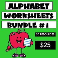 Alphabet worksheets bundle for prek and kinder. Letter recognition activities. Beginning sounds activities. Kindergarten Alphabet Worksheets. These are great for interactive notebooks, abc centers, literacy centers, use them in small group, or for RTI purposes.INCLUDES THE FOLLOWING RESOURCESABC...