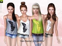 Feather/Birds Top for teen girls. Found in TSR Category 'Sims 3 Female Clothing'