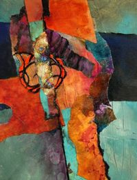 Mixed Media Abstract Collage, Desert Song by Carol Nelson Fine Art, painting by…