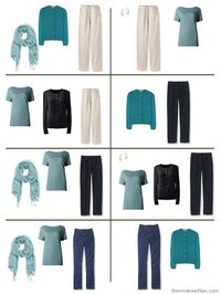 Capsule wardrobe color palette in grey and teal, inspired by Art: Untitled by Wilfredo Lam