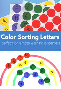 This easy letter sorting activity can be used for remote learning, at home preschool, or in the classroom. #PreschoolActivities #EarlyLiteracy #RemoteLearning #TeachingPreschool