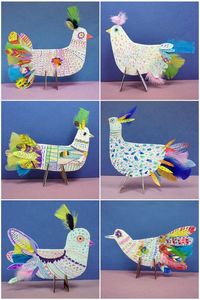 We love this fun cardboard bird sculpture!  Click on our link to find more recycled cardboard art ideas that are easy, fun and inexpensive!