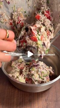 Emily English on Instagram: "Prepable protein fillings for healthy lunches 

Once you start prepping your sandwich fillings, you won’t look back. It holds for three days and is used as a filling to make sandwiches, baked potatoes, and salads. This is one of my clients’ favourite healthy lunch hacks. We are kicking off this series with my superfood tuna protein mix. Full of max diversity, antioxidants, healthy fats and just an around winner. 

You will need to serve 4 (or 2 larger portions)

145kcal and 15g protein per serving

2x tins of tuna in water or brine (240g drained weight)
150g cherry tomatoes
1/4 large cucumber
1/2 red pepper 
1 heaped tbsp fresh chopped dill
1 heaped tbsp fresh chopped parsley 
1/2 small red onion
2 large heaped tbsp thick yoghurt (add more if needed) 
1 tbsp wh