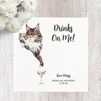 I Do Too! Maine Coon cat wedding napkins are the perfect way to include your favorite fur babies in your wedding ceremony. I offer lots of breeds so you can make napkins for each of your pets. Personalize with your cat's name, bride and groom's name, and wedding date or custom text.  Here is a link to all of the cat breeds I offer: https://www.zazzle.com/collections/cat_breeds_wedding-119311385127553733  I also do dogs! Here is a link to all of the dog breeds I offer: https://www.zazzle.com/coll