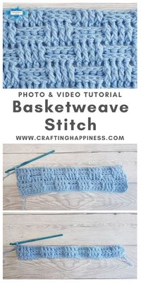 Basketweave Stitch is an easy crochet pattern that you can use to crochet baby blankets, afghans, shawls etc. Find the photo for beginners with step by step instructions on Crafting Happiness. #crochetblankets #crochetafghans #crochetstitches #crochetpatterns #freecrochetpatterns #crochetforbaby #crochetprojects #crochetbaby #babyblankets #stitchesforblankets