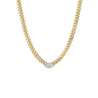 14K Gold Diamond Marquise Solitaire Cuban Link Chain Necklace – Nana Bijou