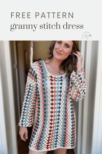 Crochet Granny Dress With Long Sleeves