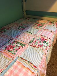 Rag Quilt for Baby Pink Toddler Bedding Light Pink and Blue - Etsy