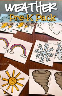 Learning about weather is lots of fun with this free printable weather pre-k pack. The five activities are easy to put together too!