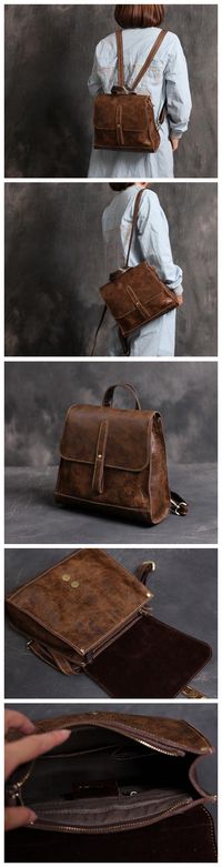 Handmade Women Leather Backpack Leather Fashion Bag Vintage Backpack College Students School Bag Leather Goods For Teens Leather Travel Bag