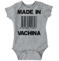 Isn't it just so irksome when you look on the tag or label of something and realize it was made in China? It seems like everything is made in China these days. Hell, half the babies that people adopt were made in China too! We have a label here with this funny Romper Bodysuit that all parents can find hilarious! Show everyone that your baby was made in Vachina with this funny Romper Bodysuit. It's like a dirty game of Mad Gab on your baby! All parents will find the humor in this considering ever