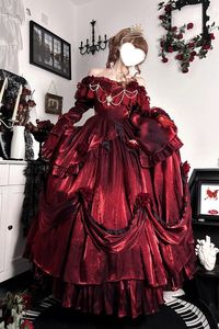 Fabric: Polyester Sleeve Length: Long Sleeves Feature: Ruffle, Bowknot Style: Gothic, Elegant, Princess Include: Dress*1 + Roses*12 + Necklace*1 Size (IN) Bust Waist Length S 33.07-34.65 25.20-26.77 47.24 M 34.65-36.22 26.77-28.35 47.24 L 36.22-37.80 28.35-29.92 47.24 XL 37.80-39.37 29.92-31.50 47.24 Size (CM) Bust Waist Length S 84-88 64-68 120 M 88-92 68-72 120 L 92-96 72-76 120 XL 96-100 76-80 120