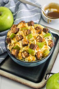 Snickers Salad Recipe One of the best dessert salad recipes ever! This easy recipe is made with vanilla pudding, green apples, Cool Whip, caramel and loads of Snickers bars.