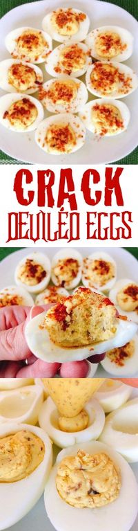 Crack Deviled Eggs take hard boiled eggs to a whole new level. The combination of ranch dressing, hard boiled egg yolks, bacon and seasoned salt will make this side dish or appetizer one that you will want to enjoy all year long!