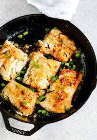 This cod fish recipe combines fresh fish fillets with a flavourful garlic butter sauce. Make this easy fish recipe for a quick one-pan dinner! #codfish #codfishrecipe